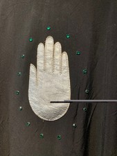 Vintage John Richmond Men's Long Sleeve T-Shirt Black With Palm & Gem Stones - L