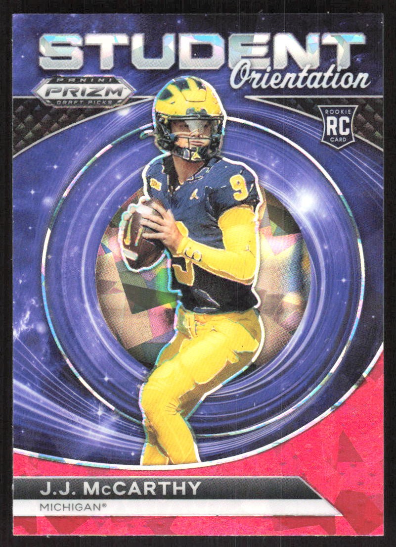 6268K 2024 Prizm Draft Picks #SO-JJM JJ McCarthy Student Orientation Red Ice