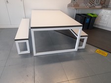 CANTEEN BISTRO CAFE STAFF TABLE WITH BENCHES VERY HEAVY DUTY LENGTH 2MTR X 1220