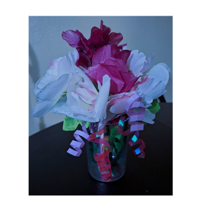  Celebrate w/Artificial Pink White Green Flower Arrangement Centerpiece in Vase 
