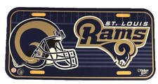 ST. LOUIS RAMS BOOSTER PLASTIC LICENSE PLATE NFL FOOTBALL STL