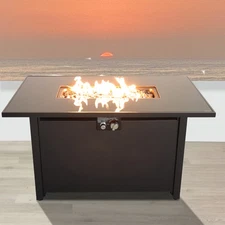 25'' H X 42'' W Stainless Steel Outdoor Fire Pit Table with Lid for Backyard 