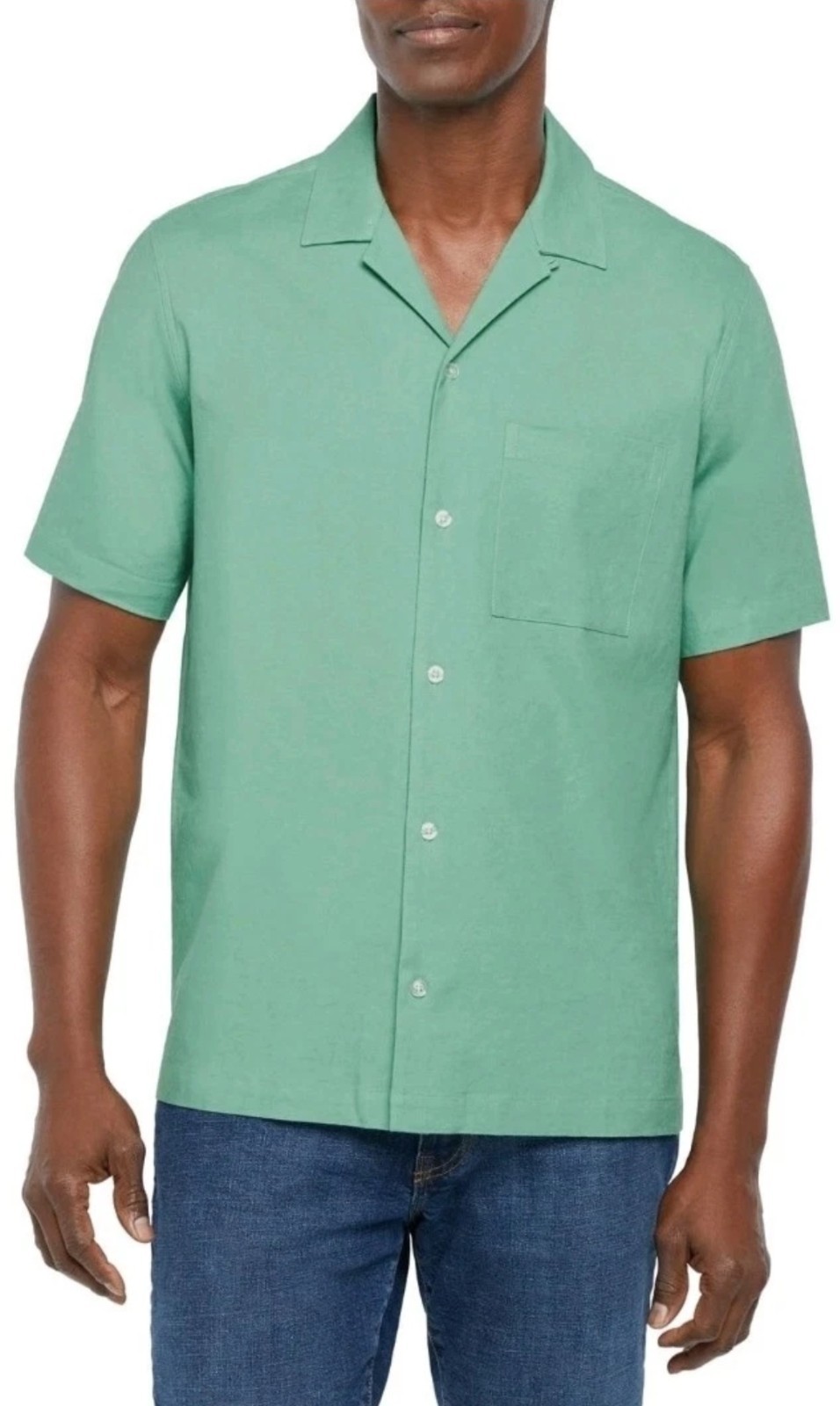 Gap Men's Green Short Sleeve Button-Up Linen Shirt - Chest Pocket  Size Medium