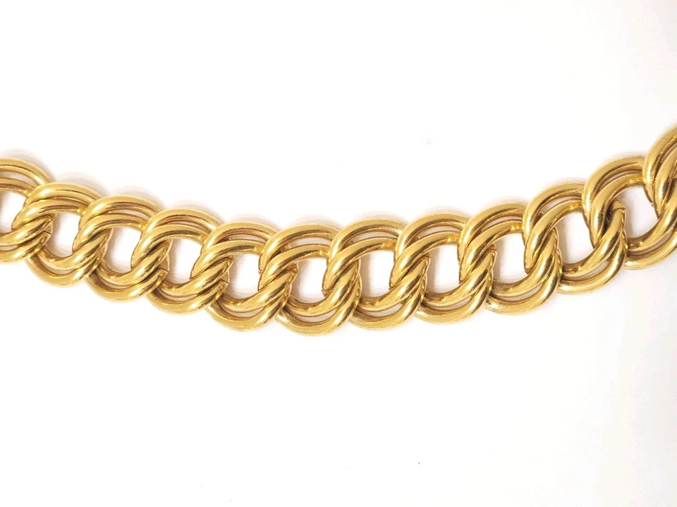 18" Men's Or Women's Thick Double Curb Chain Gold Stainless Steel Necklace 135g - Image 3 of 4
