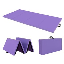 Folding Gymnastics Mat 8' x 4' x 2" Tumbling Exercise PU Leather Cover for Yoga