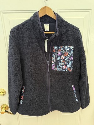 NWT Vera Bradley Zip Jacket Fresh Cut Floral Teddy Fleece Medium 