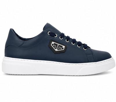 Philipp Plein Lo-Top Iconic Plein Sneaker Uomo Navy Blau Leder Schuhe Herren 46 