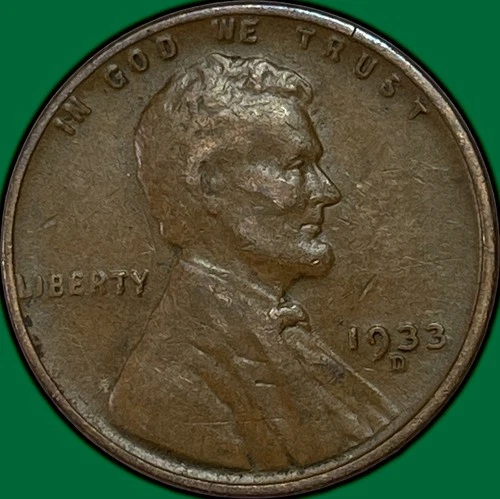 1933-D Lincoln Wheat Cent Choice Very Fine VF+ Coin #34991