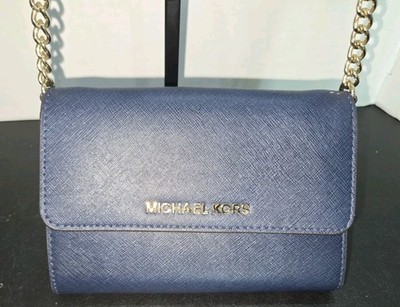 Michael Kors Navy Gusset  Daniela Saffiano Leather Crossbody Messenger Bag