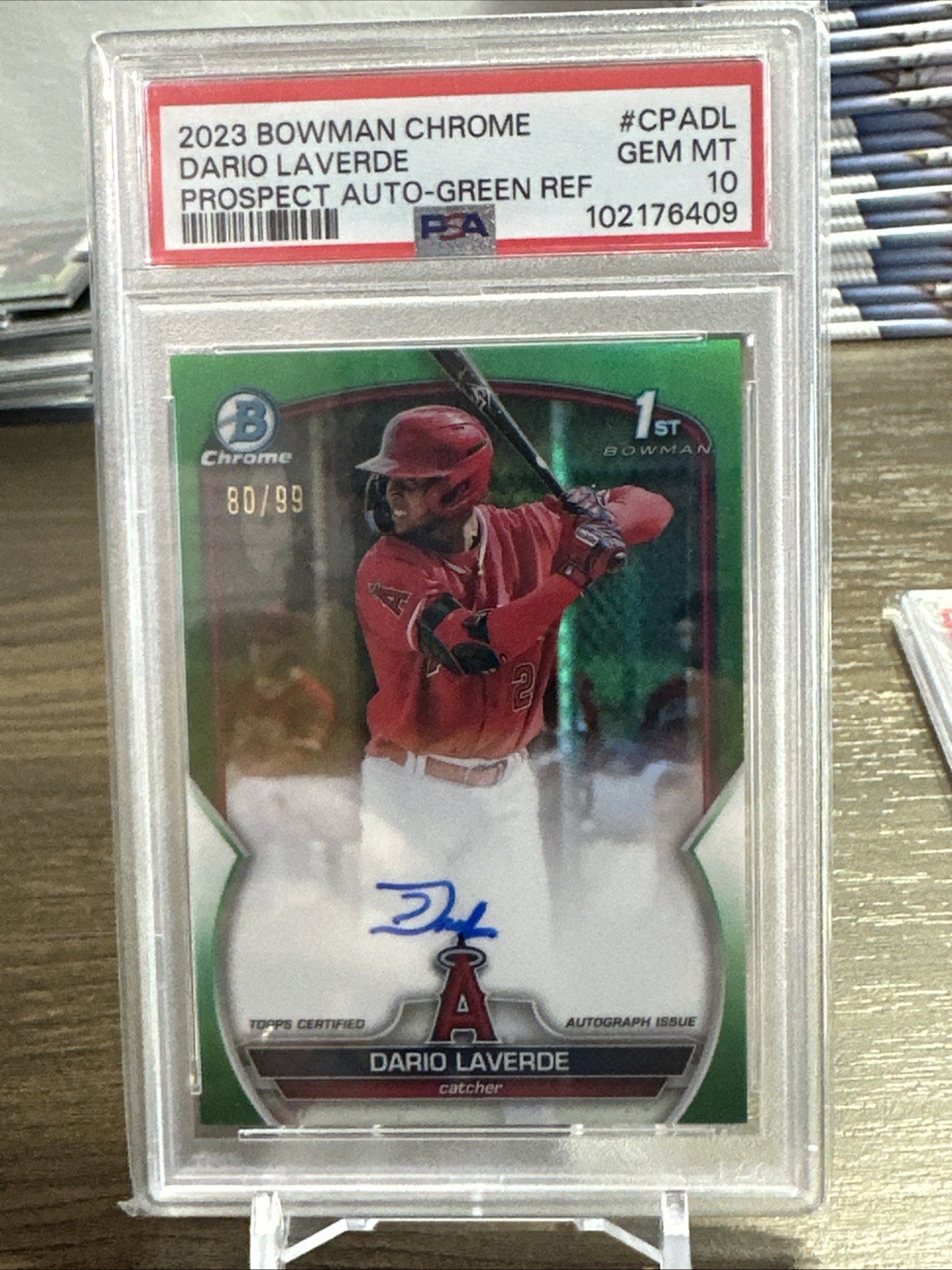 2023 Bowman Chrome 1st Dario Laverde Green Refractor Auto 80 /99 PSA 10 POP 6