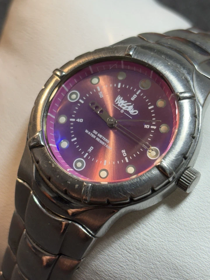 Reloj Mujer M0SSIMO Vintage Tono Plateado Acero Inoxidable Esfera Rosa Nuevo Bate Foto 4 de 4