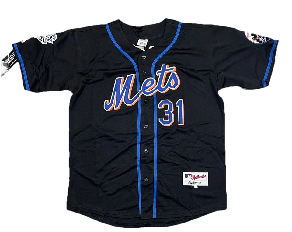 Mike Piazza New York Mets 2000 World Series Alt Black Jersey Men’s Size Large - Image 2 of 4