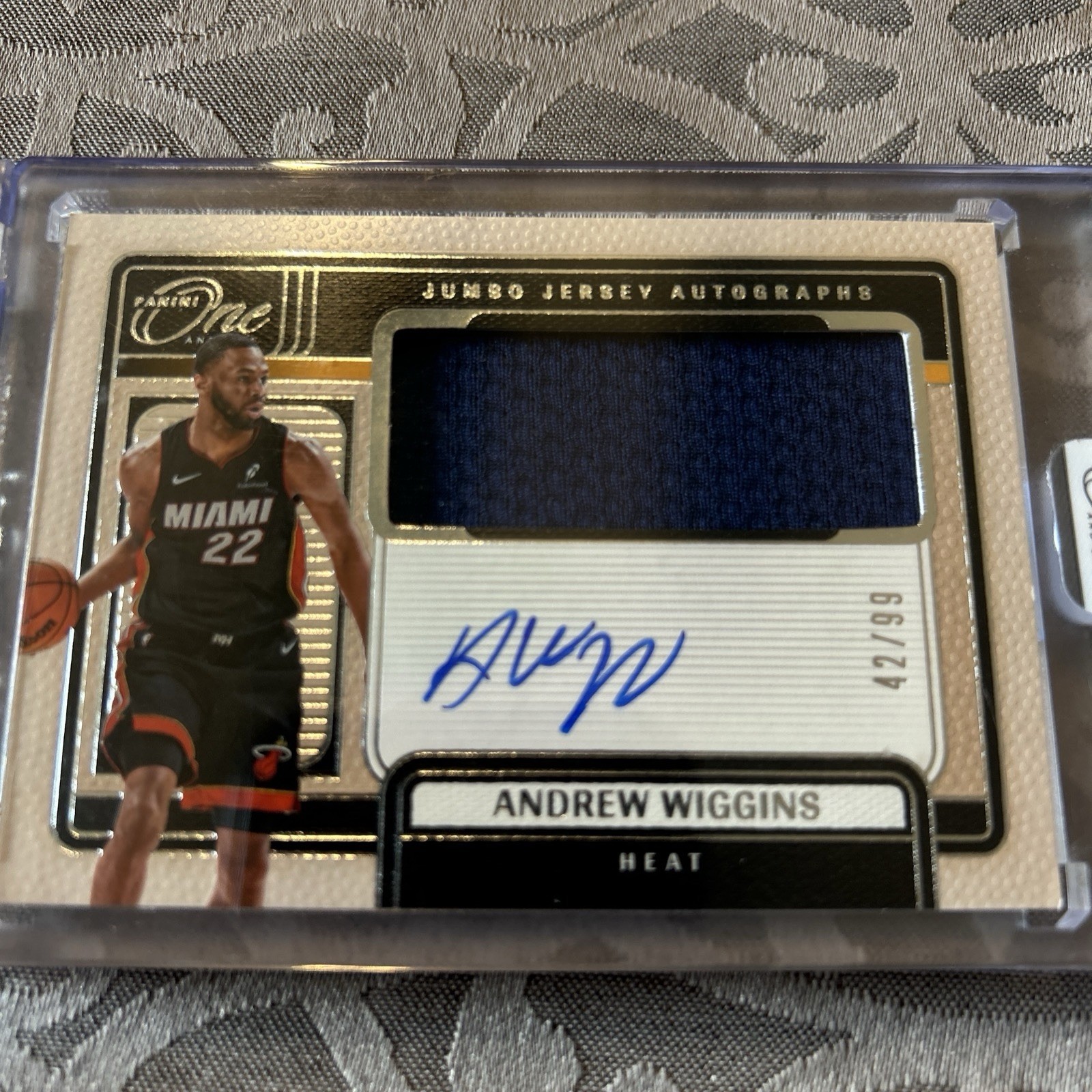 2024-25 Panini One And One Andrew Wiggins Game Worn Jumbo Patch Auto 42/99 -Heat view 12