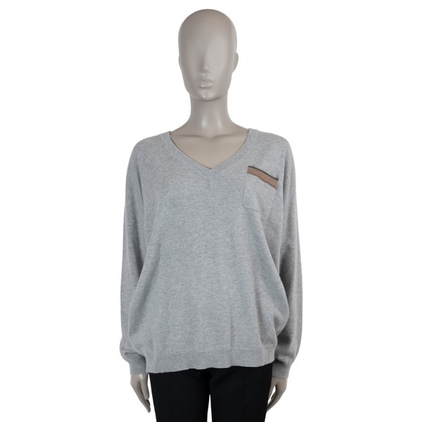 72932 authentischer BRUNELLO CUCINELLI grauer Kaschmir 2018 MONILI Pullover M