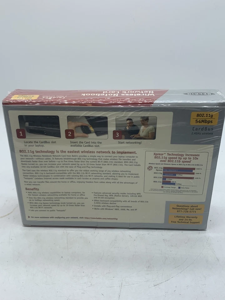 NUEVO SELLADO Belkin F5D7010 Tarjeta de Red Inalámbrica Notebook ~ ENVÍO GRATUITO Foto 4 de 4