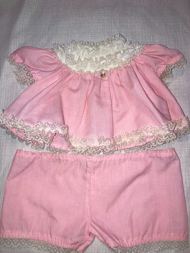 Vintage Cabbage Patch Kids/Doll Clothes Pink Ruffle  Dress & Bloomers (625)
