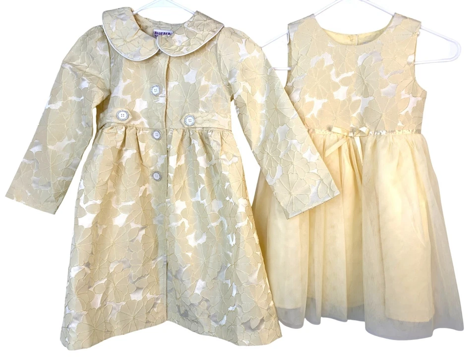 NWT Blueberi Boulevard Girls 2-Piece Yellow Dress & Coat Set Size 6 RAA10418 - Image 2 of 4