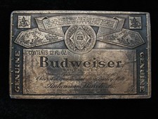 QG21141 VINTAGE 1970s  GENUINE BUDWEISER LAGER BEER  ANHEUSER-BUSCH BUCKLE