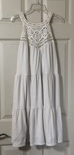 Torrid Size 1 Cream Crochet Lace Yoke Tiered Dress Boho Cottagecore Sleeveless
