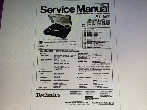 Technics Sl-m2 Service   Manual Digital