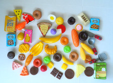 LOT OF KIDS PRETEND PLASTIC PLAY FOOD FRUIT MEAT AND UTENSILS