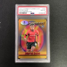 2022-23 Topps Finest Flashbacks UEFA Desire Doue RC Gold Refractor /50 PSA 8