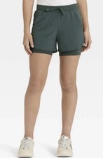 CASE-PACK Girls 2-in-1 Run Shorts All In Motion Green - Size L 10-12 12 pack