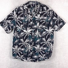 NFL Philadelphia Eagles Hawaiian Shirt Mens XL Black White Palm AOP Semi Sheer