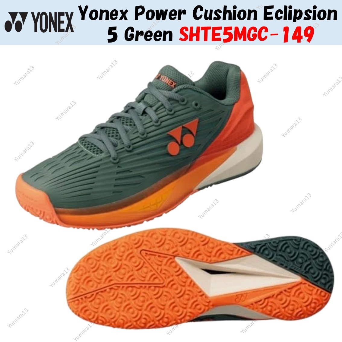 シューズ(男性用) YONEX POWER CUSHION ECLIPSION 5 GC 25cm Yonex Power Cushion Eclipsion 5 Green SHTE5MGC-149 Men's Size | eBay