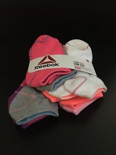 Reebok Girls Youth 6-Pack Low Cut Socks Sz L 4-10 Multi Color Brand New