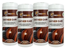 TrexNYC Leather Care Wipes for Car Seats, Leather Wipes for Car Interior,  Pack4