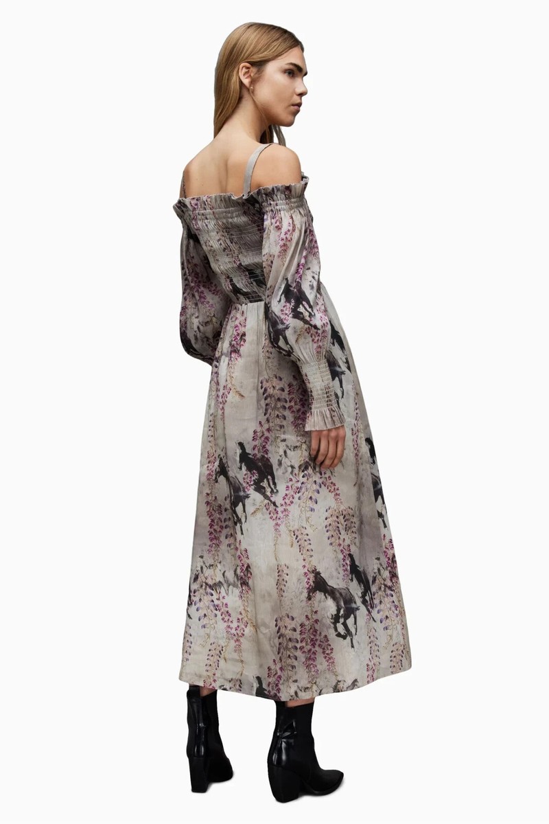 Allsaints $429 Lary Dionne Linen Slit Long Sleeve Dress Women's US 2 UK 6  NWT | eBay