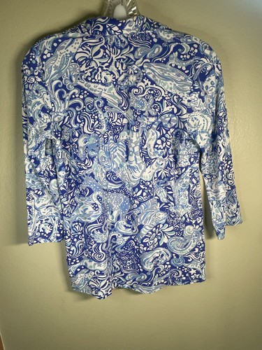 Lilly Pulitzer Women’s Blue Go Animals Ansley Polo Top Pima Cotton Size S - 第 2/4 張圖片