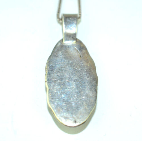 SOUTHWESTERN STERLING SILVER TURQUOISE PENDANT ON 19 INCH BOX CHAIN NECKLACE - Picture 3 of 4