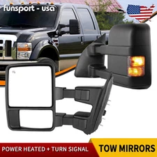 Power Heated Tow Mirrors For 1999- 2007 Ford F250 F350 F450 F550 w/ Smoke Signal