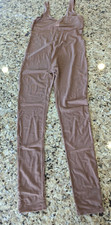 Bozzolo Womens Sleeveless Sheer Bodysuit with Full Length Pants Tan size M