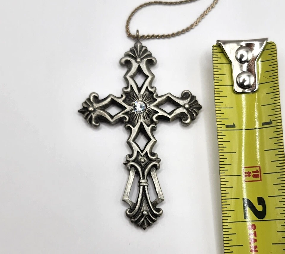 Colgante Cruz de la Esperanza de Peltre 1999 con collar de cristal de plomo Foto 4 de 4