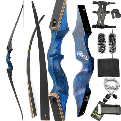 60" Takedown Longbow Archery Wooden Riser 20-60lbs Limbs Bamboo Target Shooting - Picture 26 of 32