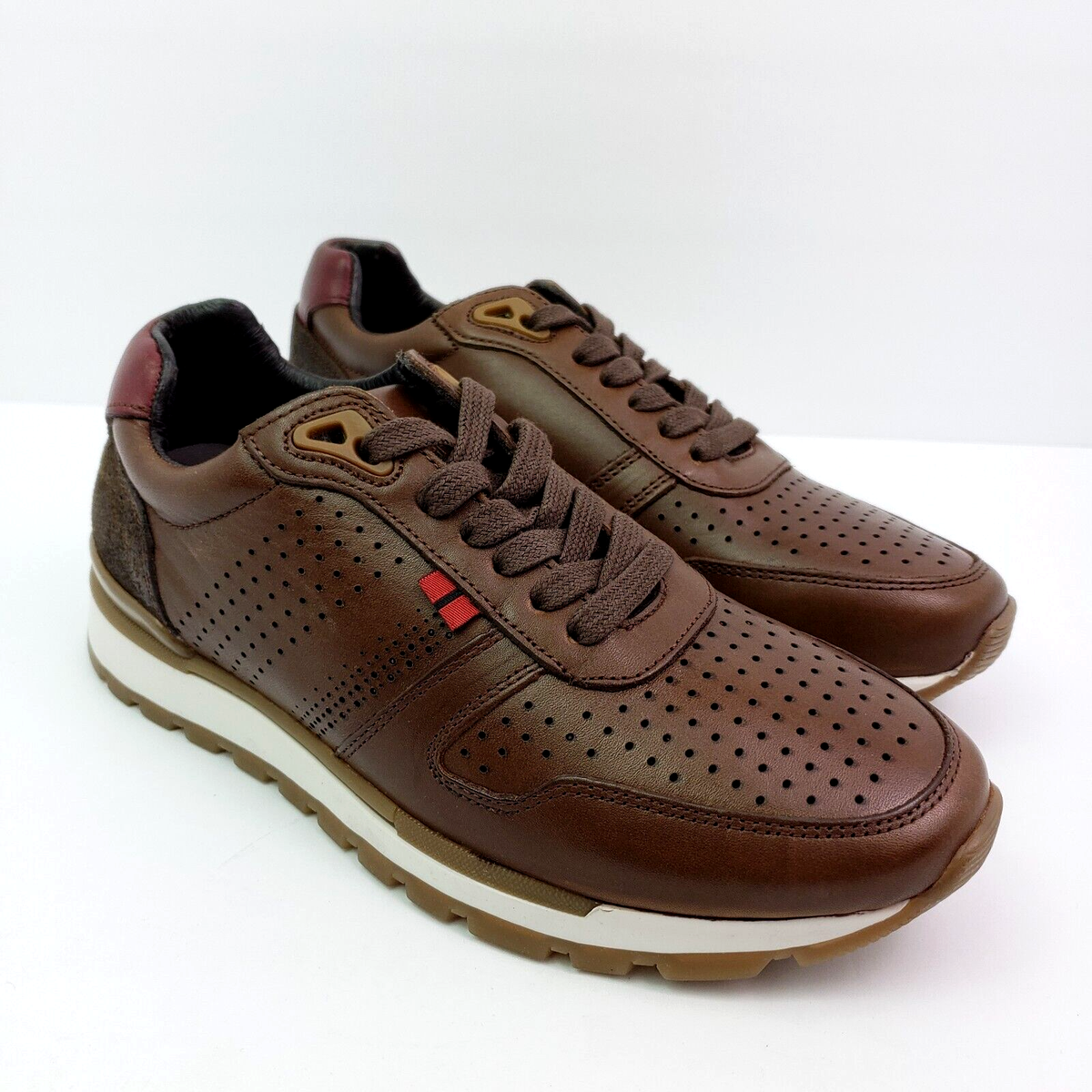 ANDREA MEN Flat Mens Size Coffee Brown Leather Casual Sneaker