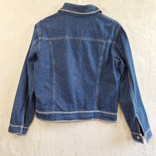 Westbound Women's Blue Jean Jacket M Cotton Dark Wash Rhinestone Snap Buttons - Picture 9 of 12