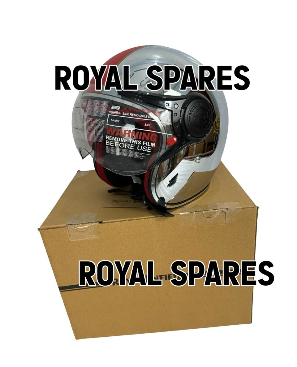 ROYAL ENFIELD CHROME RED OPEN FACE HELMET