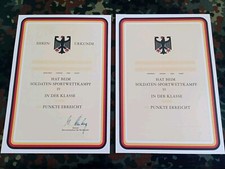 Bundeswehr Blanko Ehrenurkunde und Urkunde des Soldaten Sportwettkampf 