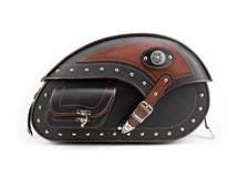 Waterproof Genuine Leather Motorcycle Saddle Bags, Baikal mini, Black