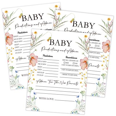 Boho Wildflower Baby Predictions and Advice Cards, Baby Shower Game, Pack of ...