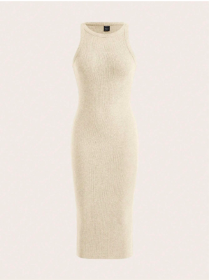 Beige EZwear Solid Ribbed Knit Bodycon Dress Sz XS S M L