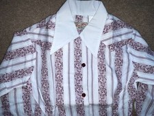 VTG 70S GIRLS 10 TEM TEX RED STRIPE BUTTON WESTERN COWBOY SHIRT