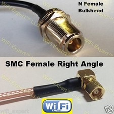 RG316 N FEMALE BULKHEAD to SMC FEMALE ANGLE Coaxial RF Pigtail Cable USA
