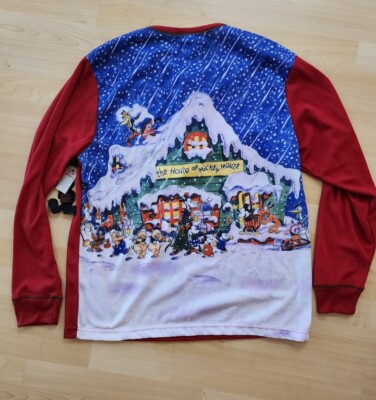 DISNEY MENS CHRISTMAS THERMAL SLEEP SHIRT MICKEY MOUSE