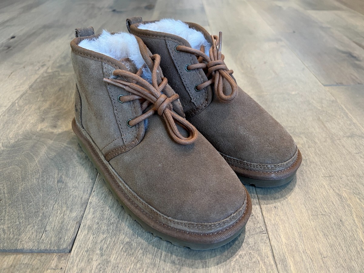 UGG 1001518 Kids Neumel Brown Suede Sheepskin Lined Chukka Boots