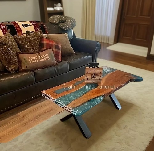 Gray Epoxy Dining Table, Epoxy Resin table, Live Edge Wood, home decor - Picture 3 of 12